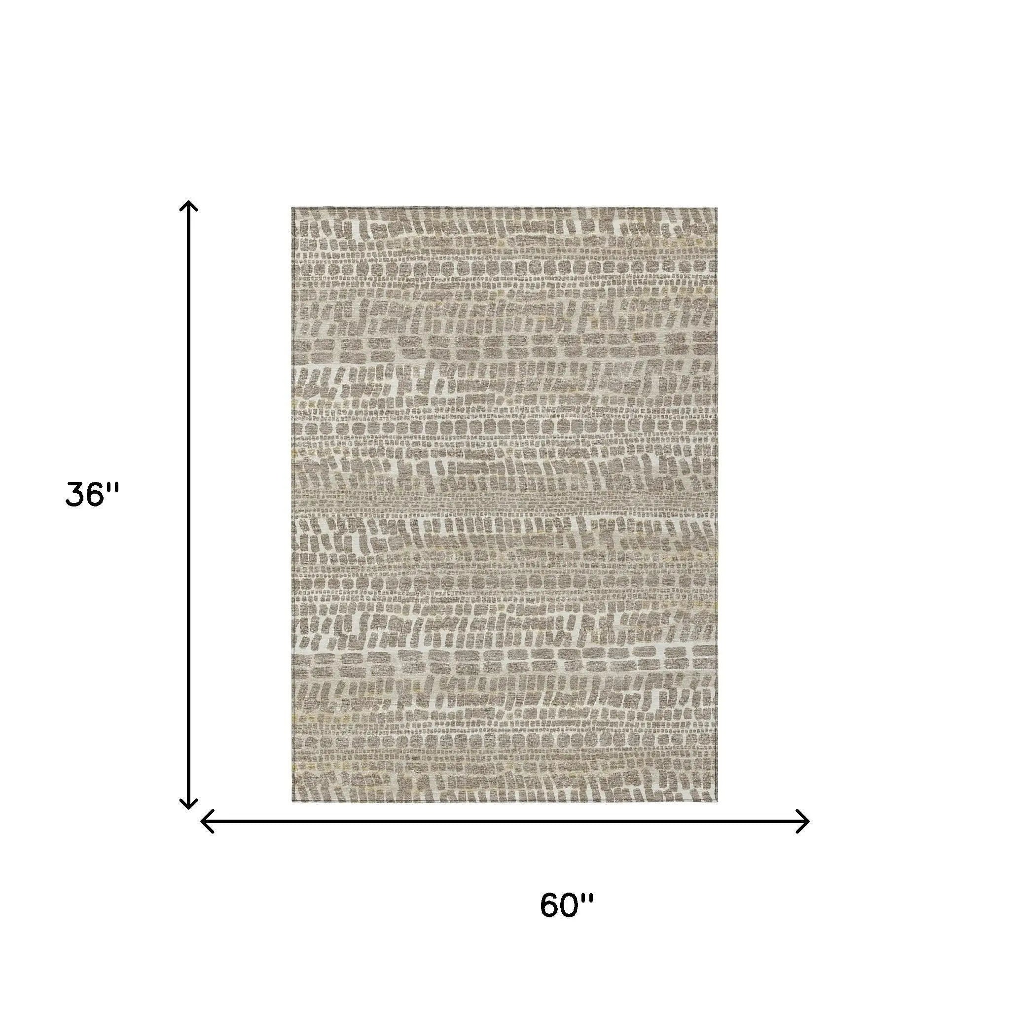 3' X 5' Khaki And Beige Abstract Washable Indoor Outdoor Area Rug Homeroots Outdoor