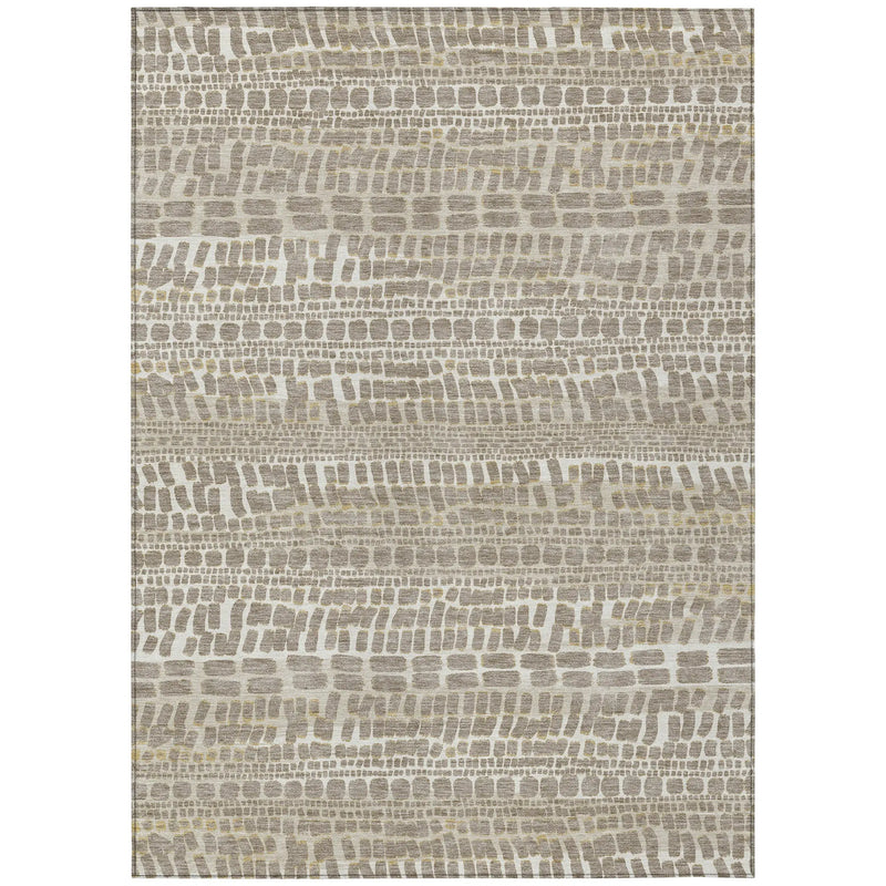 3' X 5' Khaki And Beige Abstract Washable Indoor Outdoor Area Rug Homeroots Outdoor