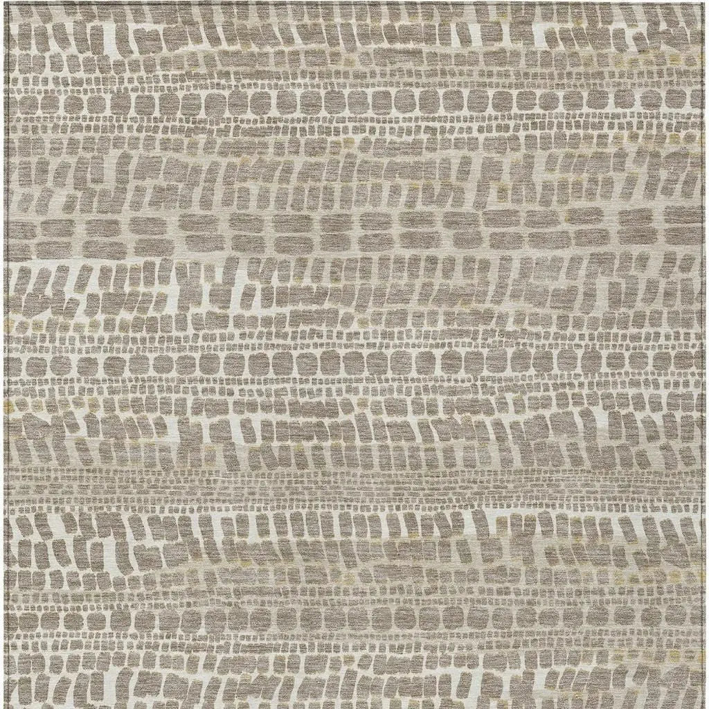 3' X 5' Khaki And Beige Abstract Washable Indoor Outdoor Area Rug Homeroots Outdoor