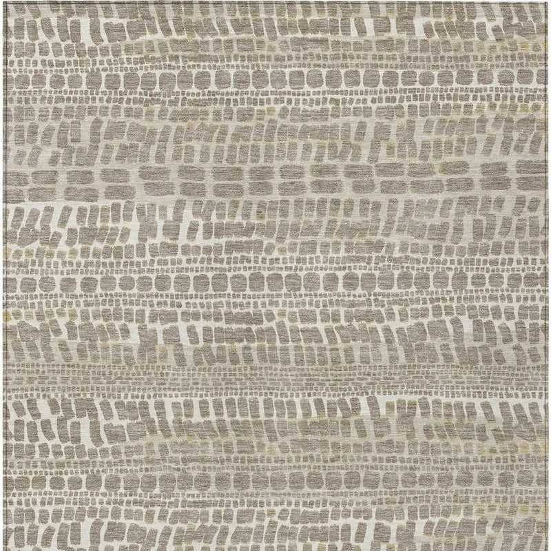 3' X 5' Khaki And Beige Abstract Washable Indoor Outdoor Area Rug Homeroots Outdoor