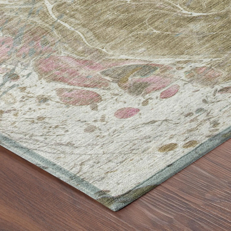 3' X 5' Khaki And Brown Abstract Washable Indoor Outdoor Area Rug Homeroots Outdoor