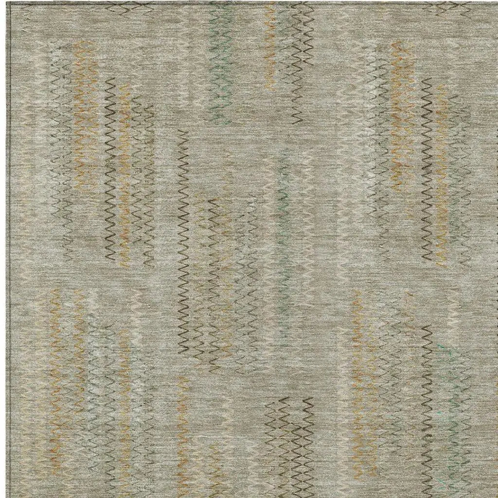 3' X 5' Khaki And Brown Abstract Washable Indoor Outdoor Area Rug Homeroots Outdoor