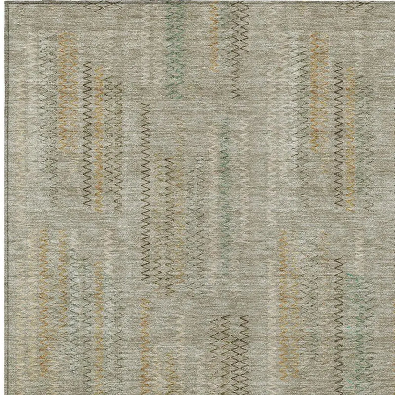 3' X 5' Khaki And Brown Abstract Washable Indoor Outdoor Area Rug Homeroots Outdoor