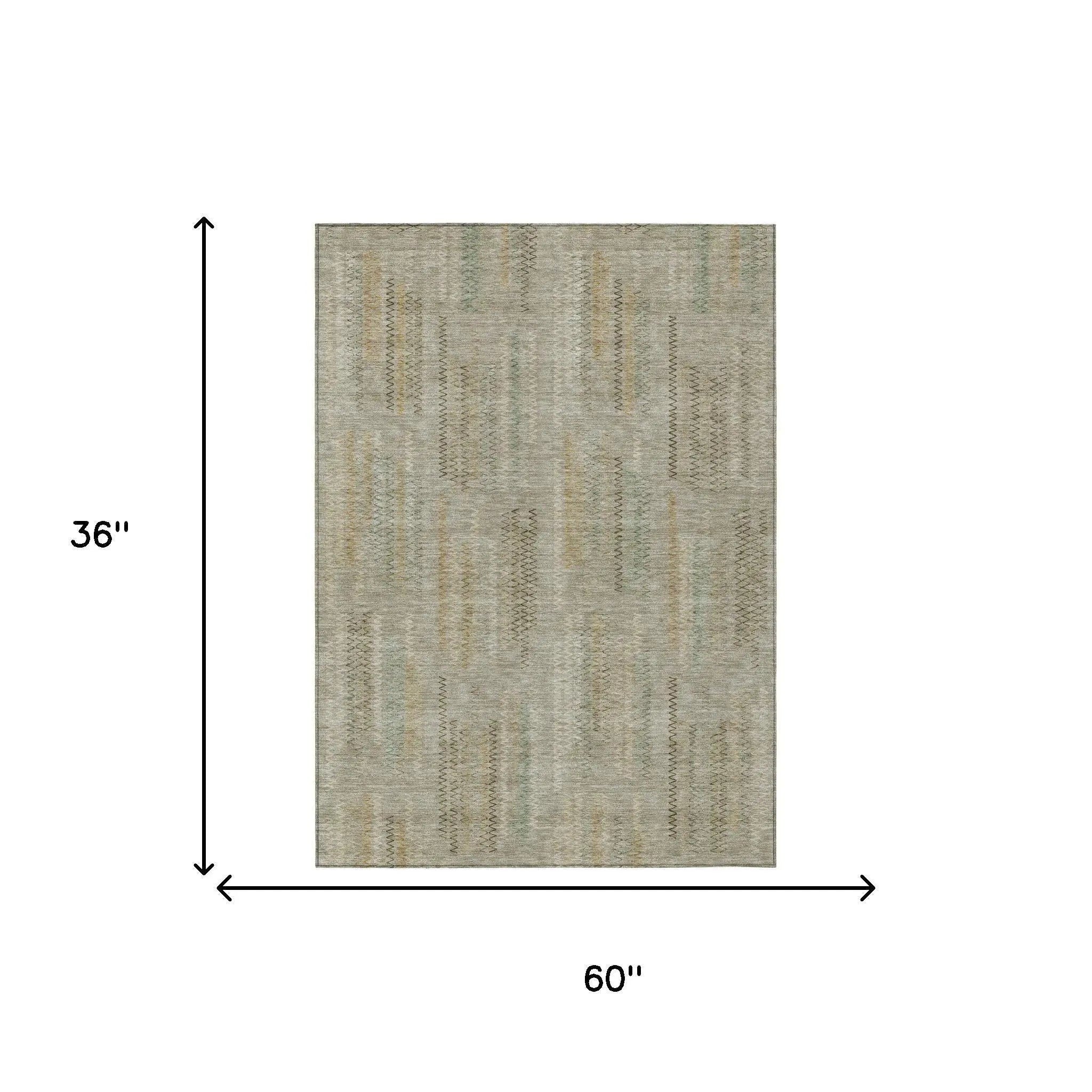 3' X 5' Khaki And Brown Abstract Washable Indoor Outdoor Area Rug Homeroots Outdoor
