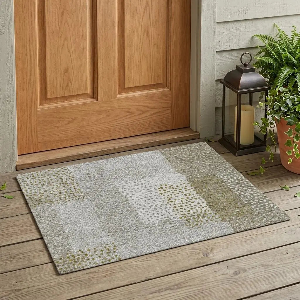 3' X 5' Khaki And Brown Abstract Washable Indoor Outdoor Area Rug Homeroots Outdoor
