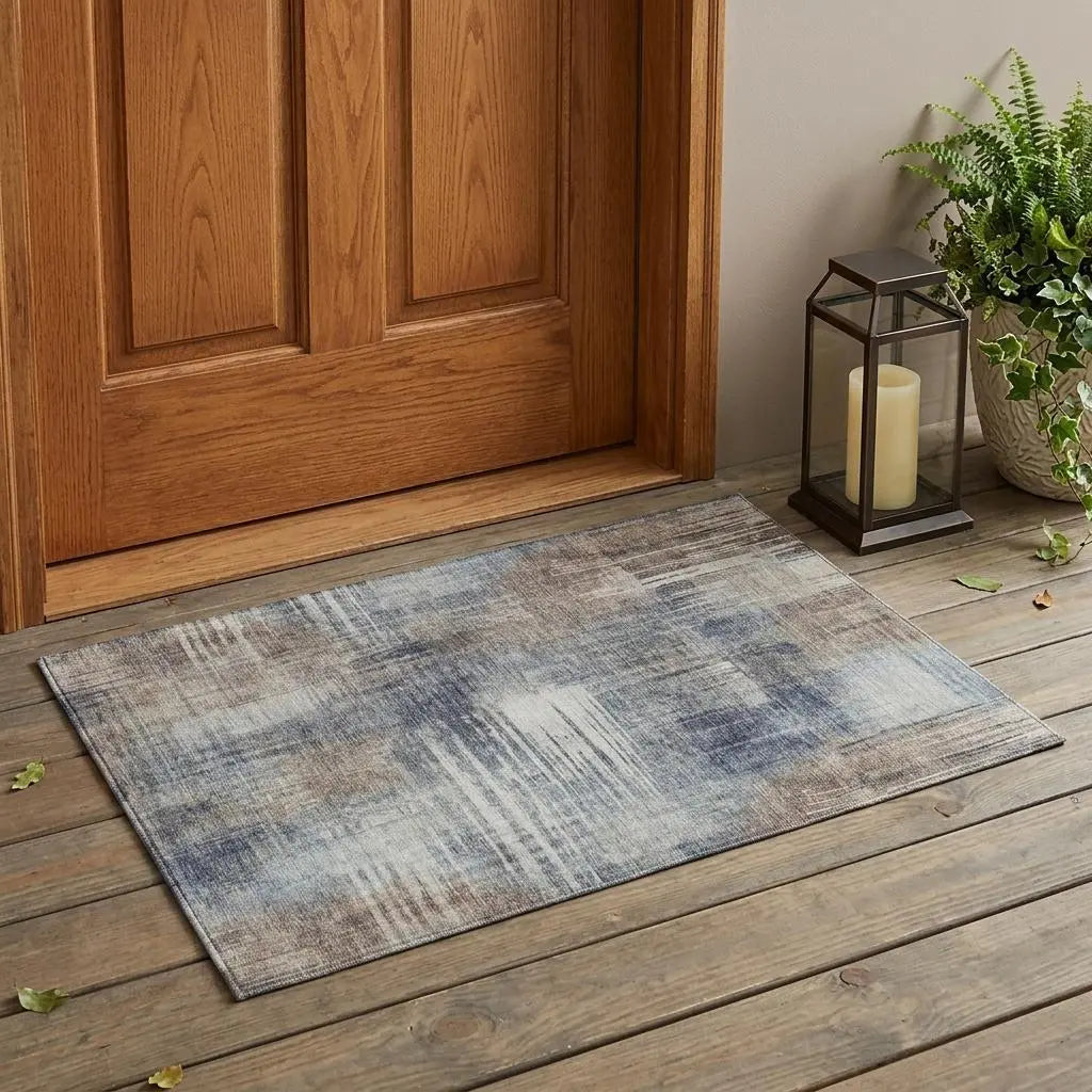 3' X 5' Khaki And Brown Abstract Washable Indoor Outdoor Area Rug Homeroots Outdoor