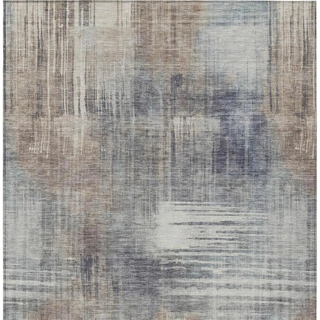 3' X 5' Khaki And Brown Abstract Washable Indoor Outdoor Area Rug Homeroots Outdoor