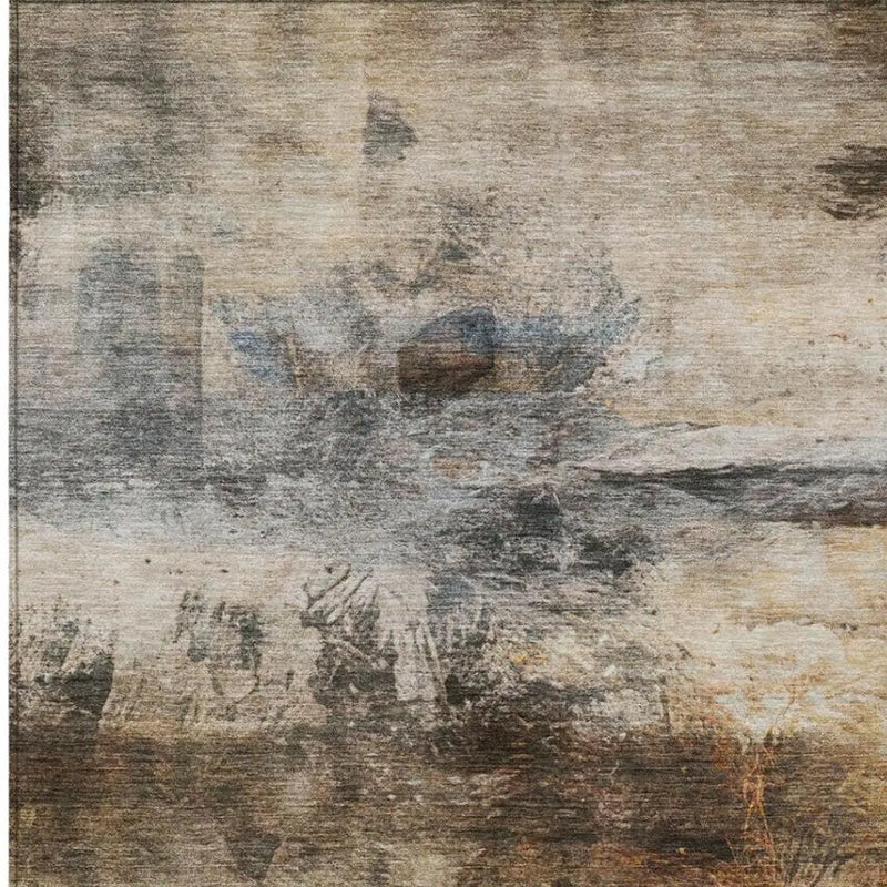 3' X 5' Khaki And Brown Abstract Washable Indoor Outdoor Area Rug Homeroots Outdoor