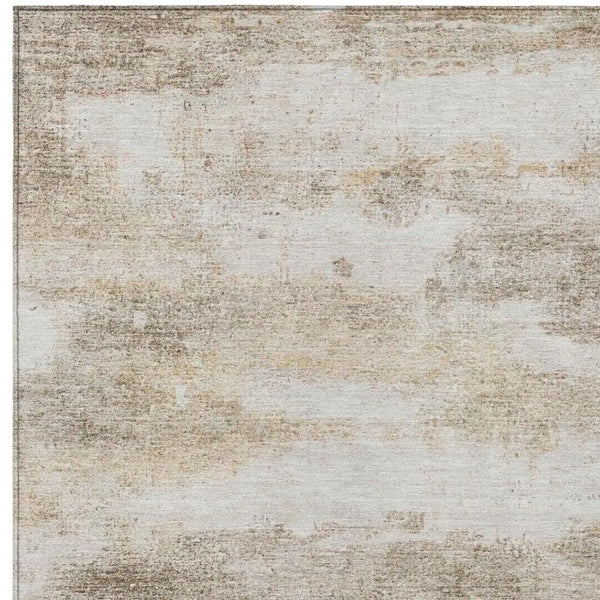 3' X 5' Khaki And Brown Abstract Washable Indoor Outdoor Area Rug Homeroots Outdoor
