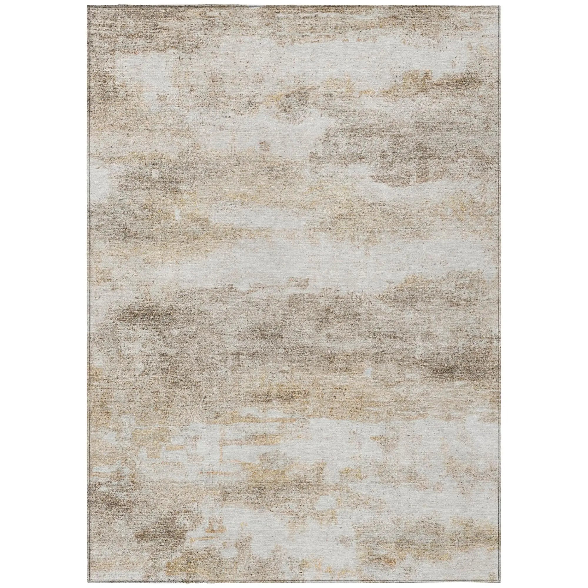 3' X 5' Khaki And Brown Abstract Washable Indoor Outdoor Area Rug Homeroots Outdoor