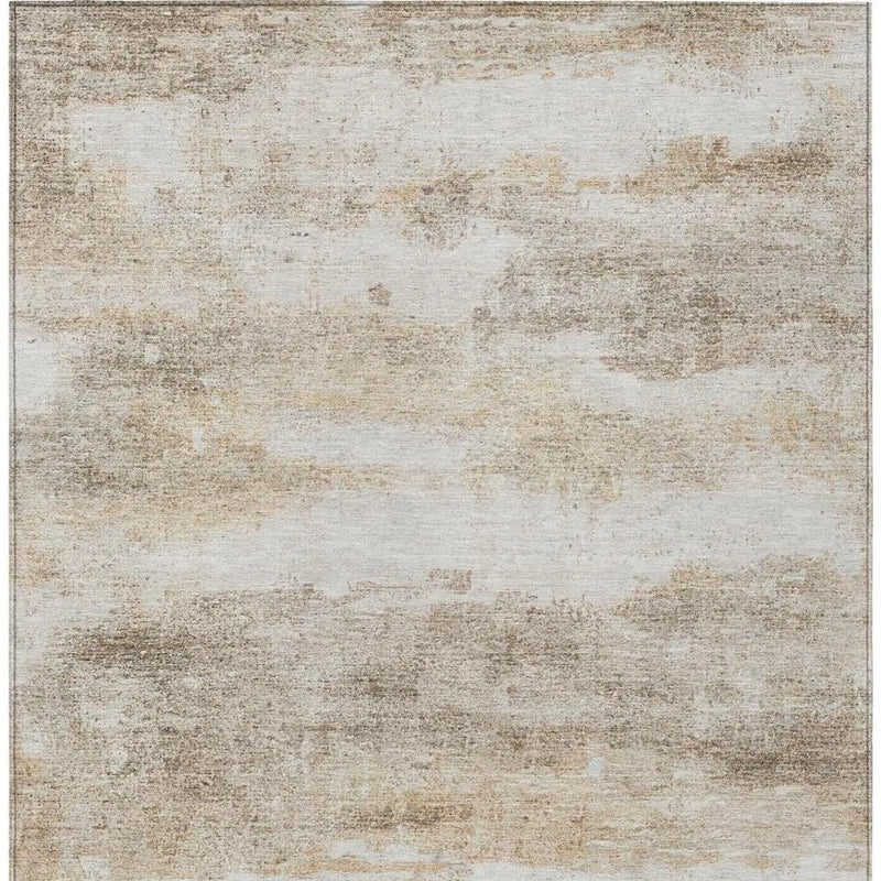 3' X 5' Khaki And Brown Abstract Washable Indoor Outdoor Area Rug Homeroots Outdoor