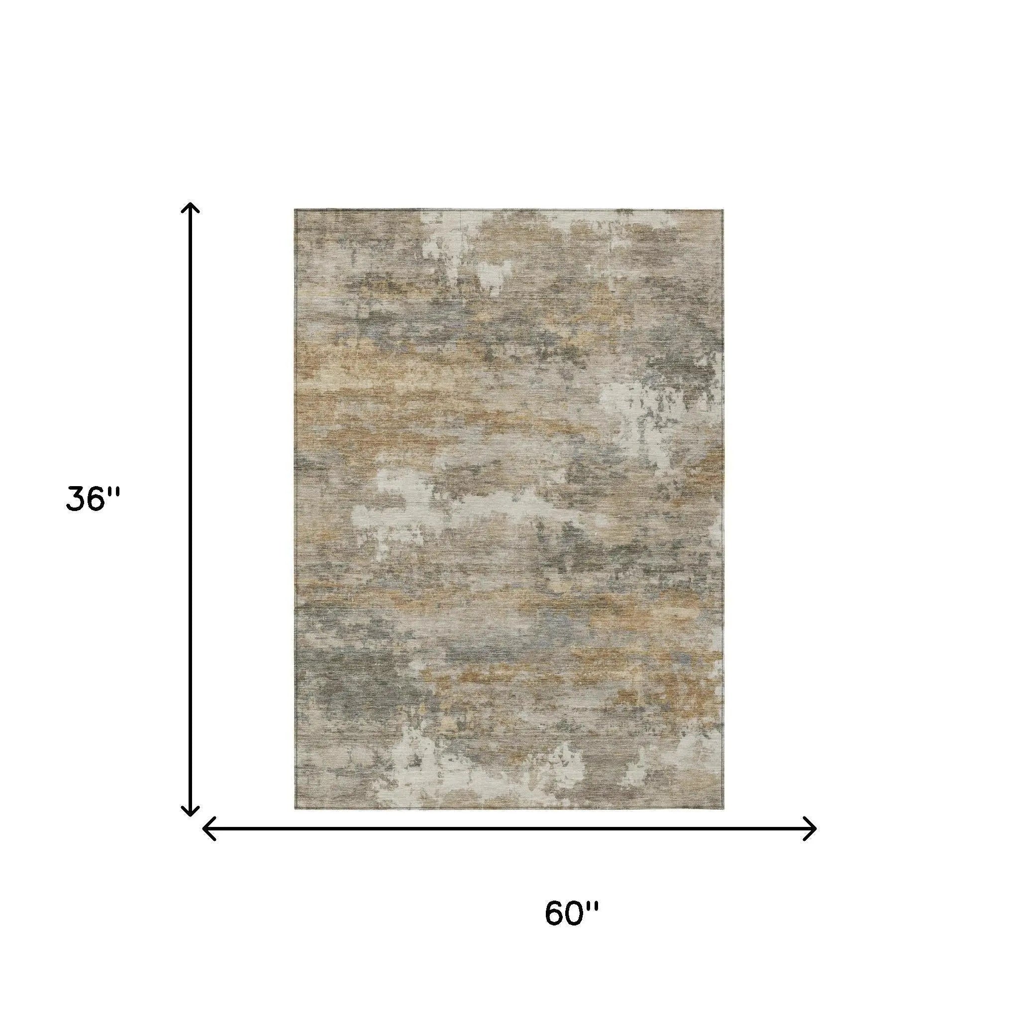 3' X 5' Khaki And Brown Abstract Washable Indoor Outdoor Area Rug Homeroots Outdoor