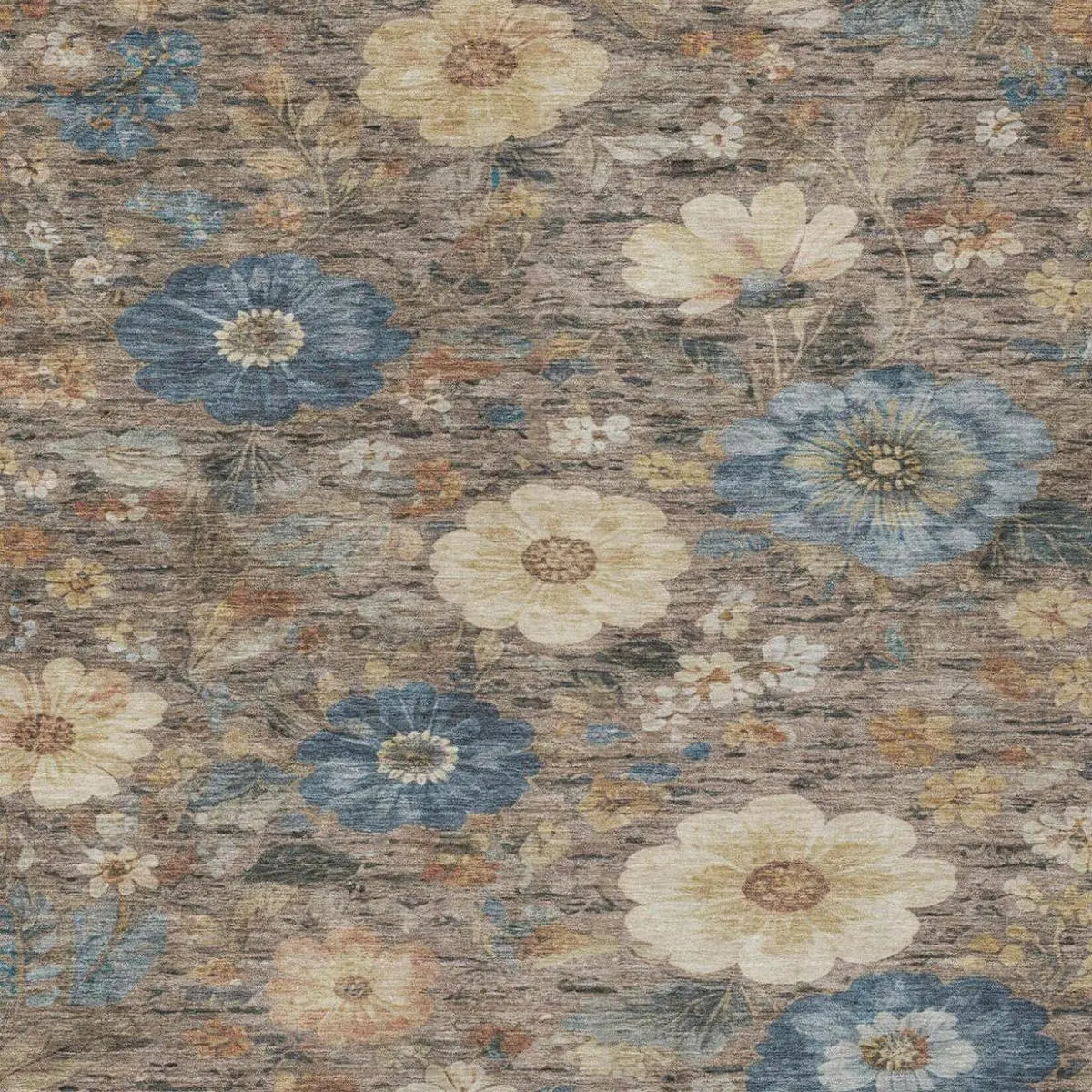 3' X 5' Khaki And Brown Floral Washable Indoor Outdoor Area Rug Homeroots Outdoor