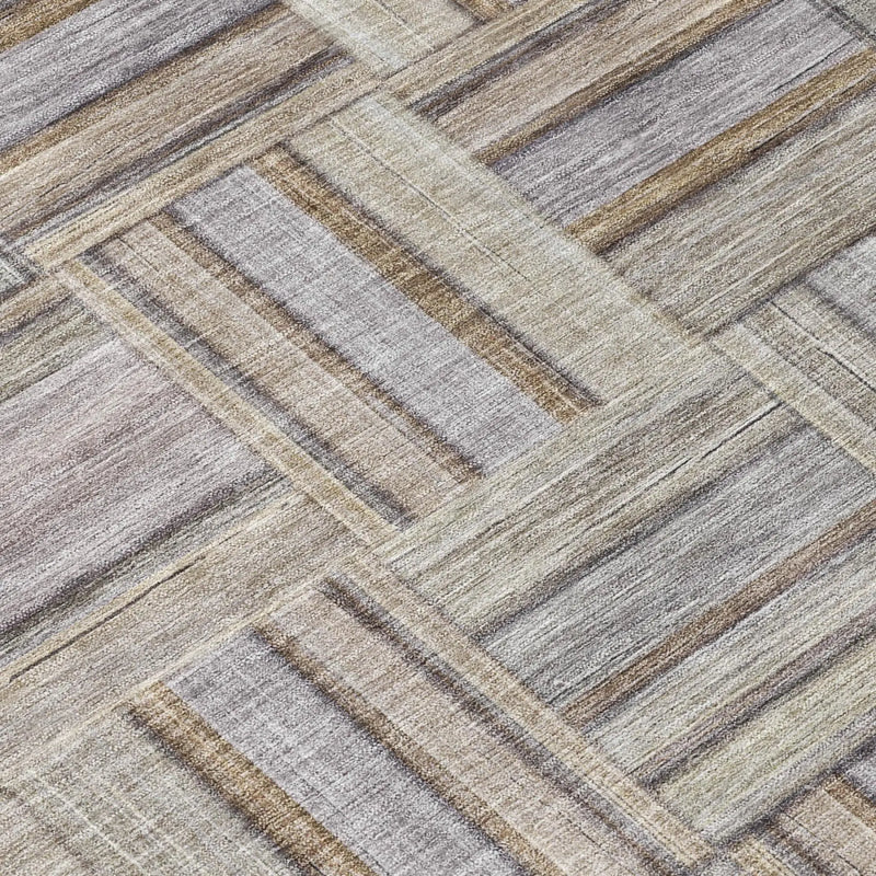 3' X 5' Khaki And Brown Geometric Washable Indoor Outdoor Area Rug Homeroots Outdoor