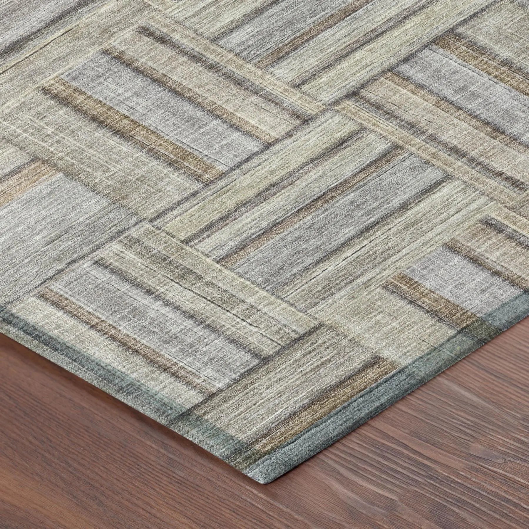 3' X 5' Khaki And Brown Geometric Washable Indoor Outdoor Area Rug Homeroots Outdoor
