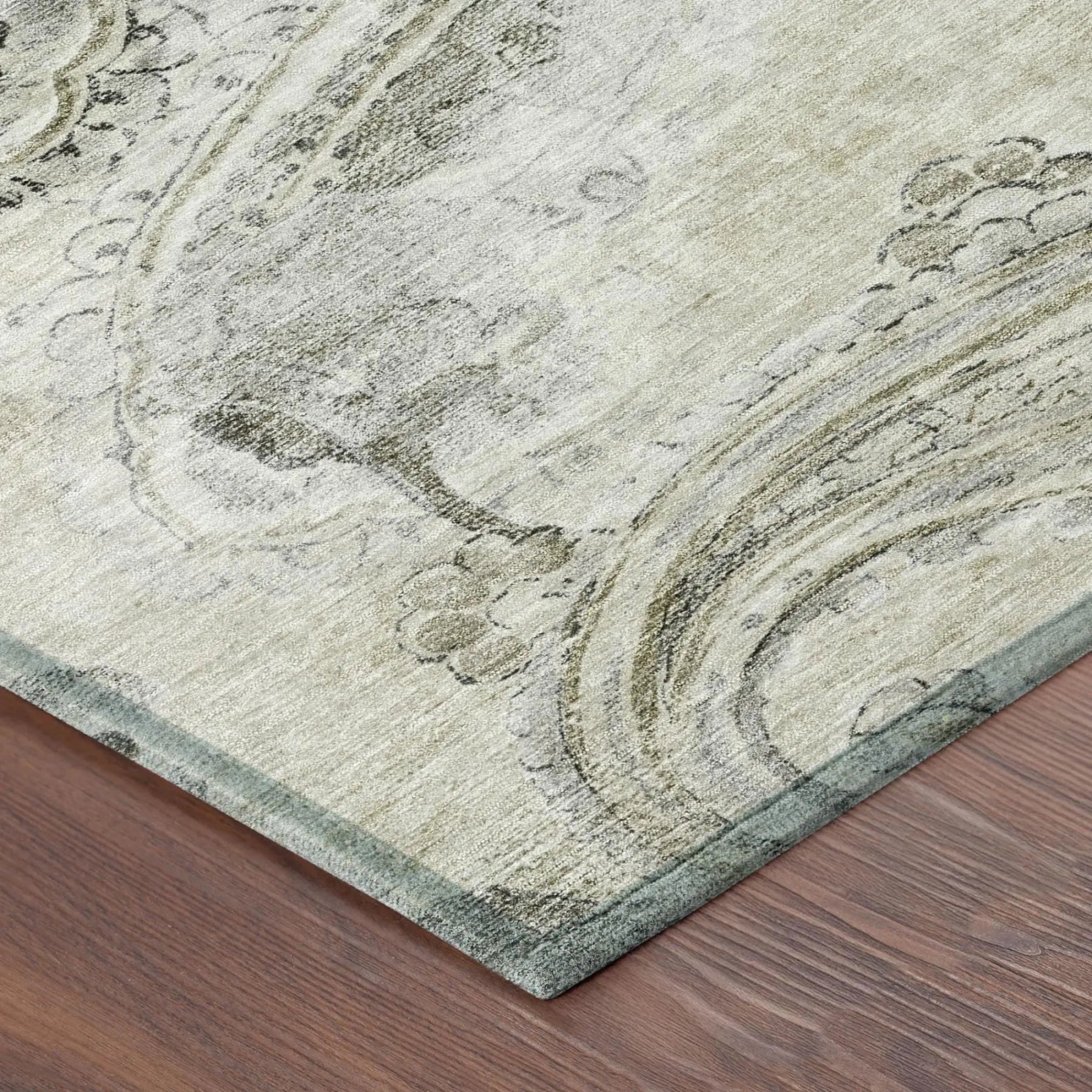 3' X 5' Khaki And Brown Paisley Washable Indoor Outdoor Area Rug Homeroots Outdoor