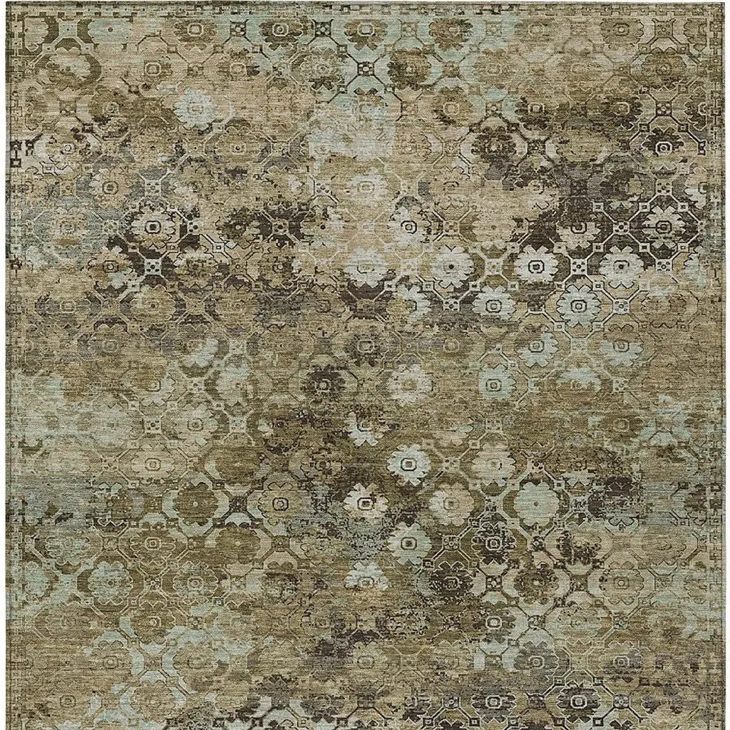 3' X 5' Khaki And Olive Green Abstract Washable Indoor Outdoor Area Rug Homeroots Outdoor