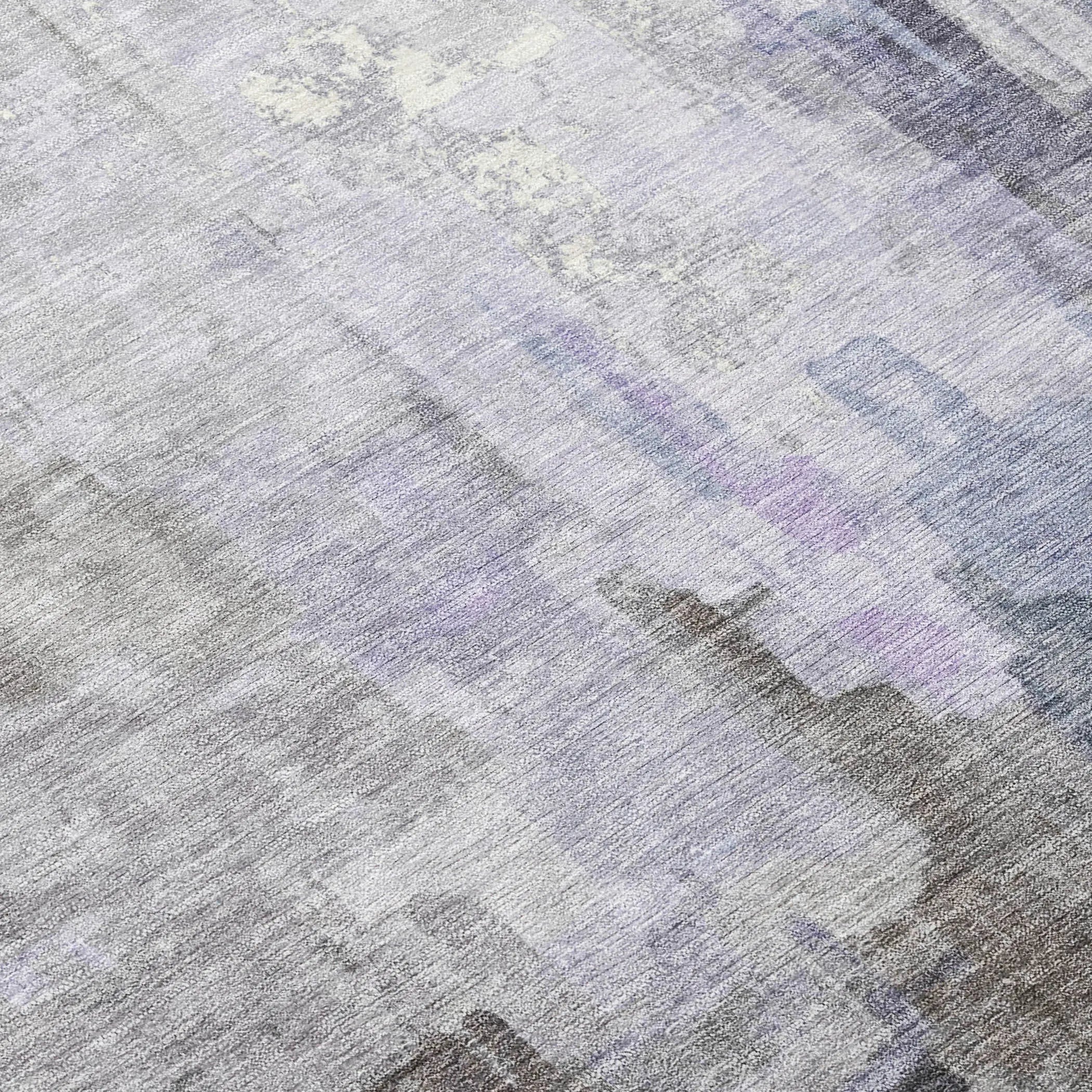 3' X 5' Lavender And Gray Abstract Washable Indoor Outdoor Area Rug Homeroots Outdoor