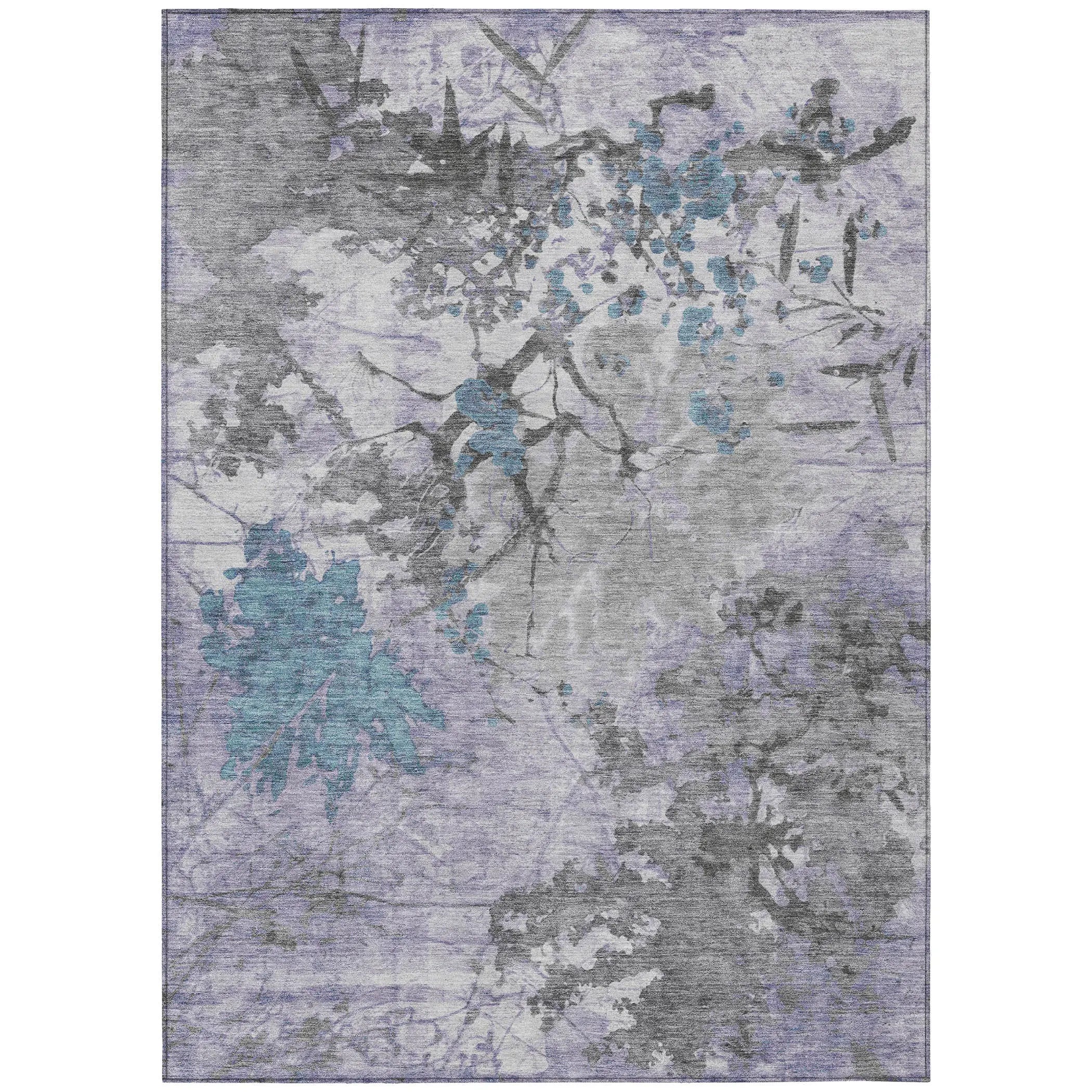 3' X 5' Lavender And Ivory Abstract Washable Indoor Outdoor Area Rug Homeroots Outdoor