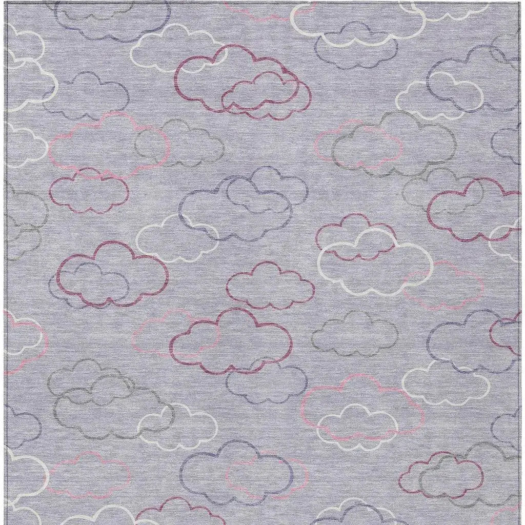 3' X 5' Lavender And Ivory Abstract Washable Indoor Outdoor Area Rug Homeroots Outdoor