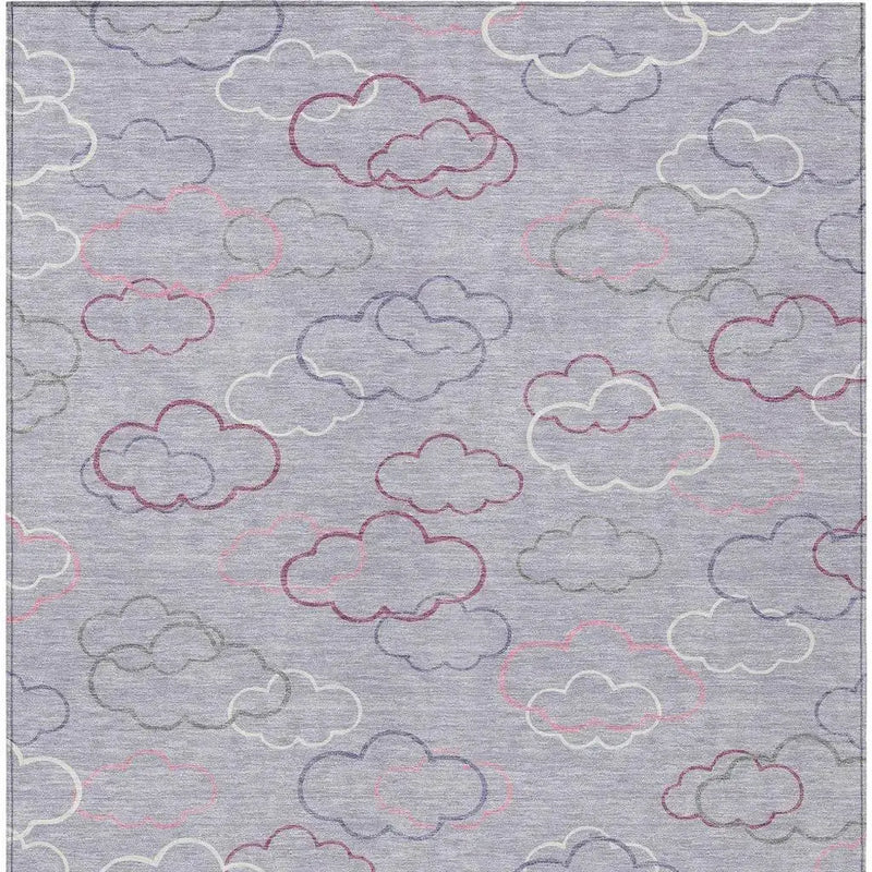 3' X 5' Lavender And Ivory Abstract Washable Indoor Outdoor Area Rug Homeroots Outdoor