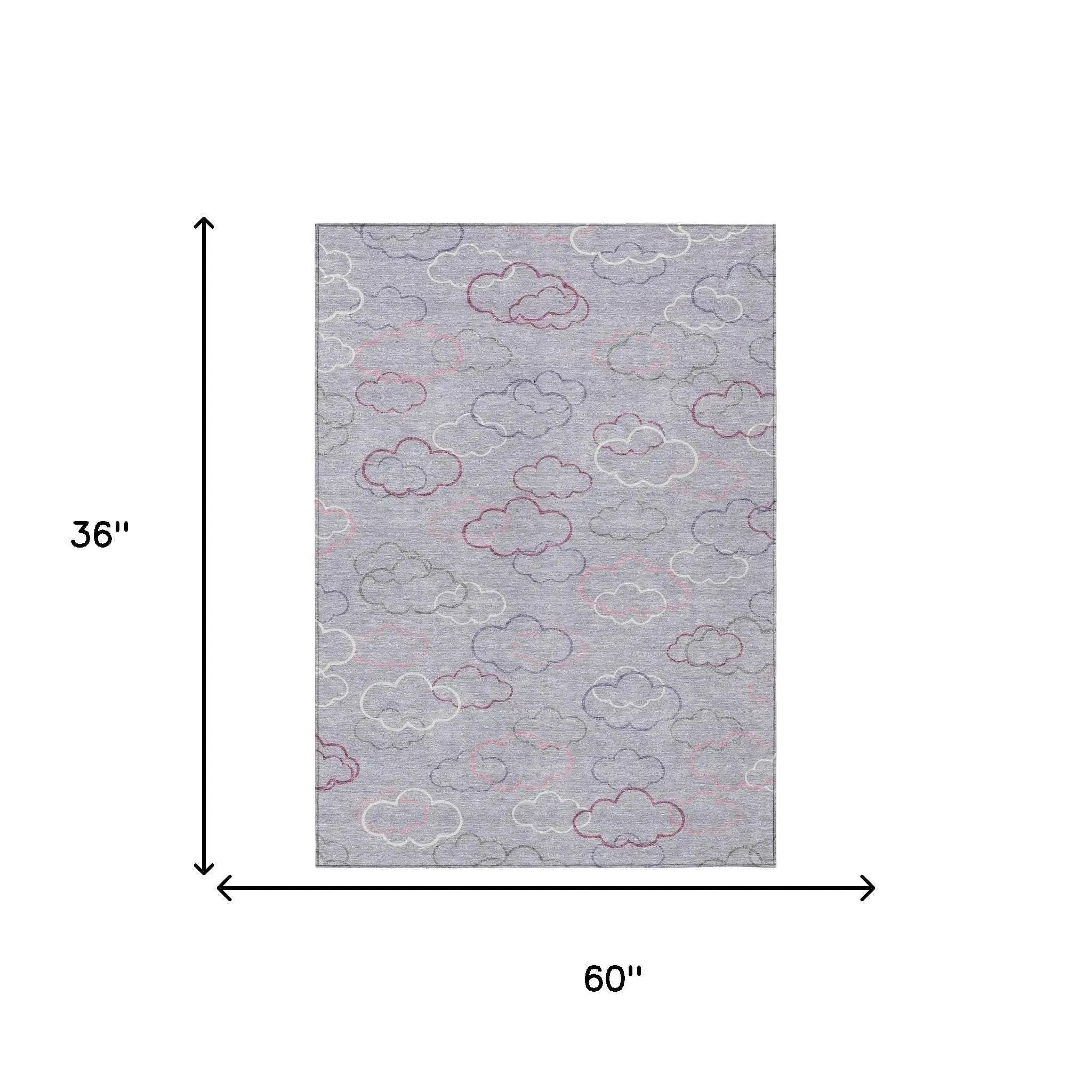 3' X 5' Lavender And Ivory Abstract Washable Indoor Outdoor Area Rug Homeroots Outdoor