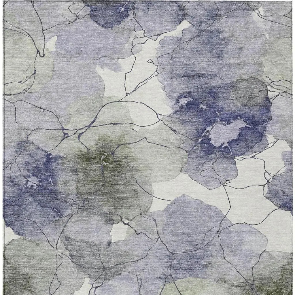 3' X 5' Lavender And Ivory Abstract Washable Indoor Outdoor Area Rug Homeroots Outdoor