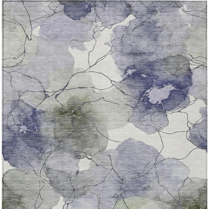 3' X 5' Lavender And Ivory Abstract Washable Indoor Outdoor Area Rug Homeroots Outdoor