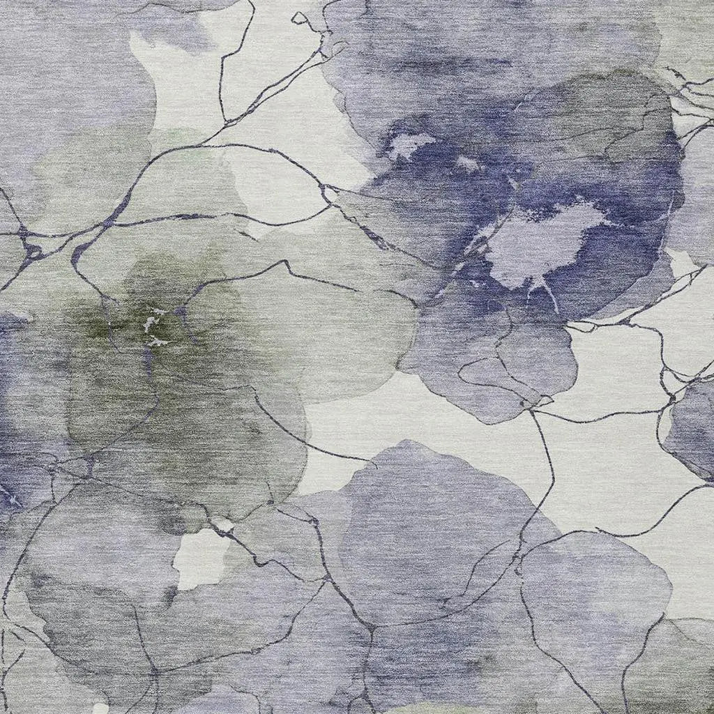 3' X 5' Lavender And Ivory Abstract Washable Indoor Outdoor Area Rug Homeroots Outdoor
