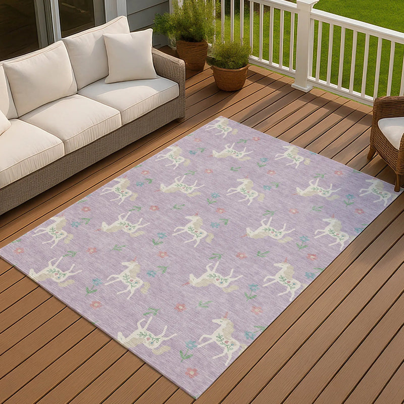 3' X 5' Lavender And Ivory Floral Washable Indoor Outdoor Area Rug Homeroots Outdoor
