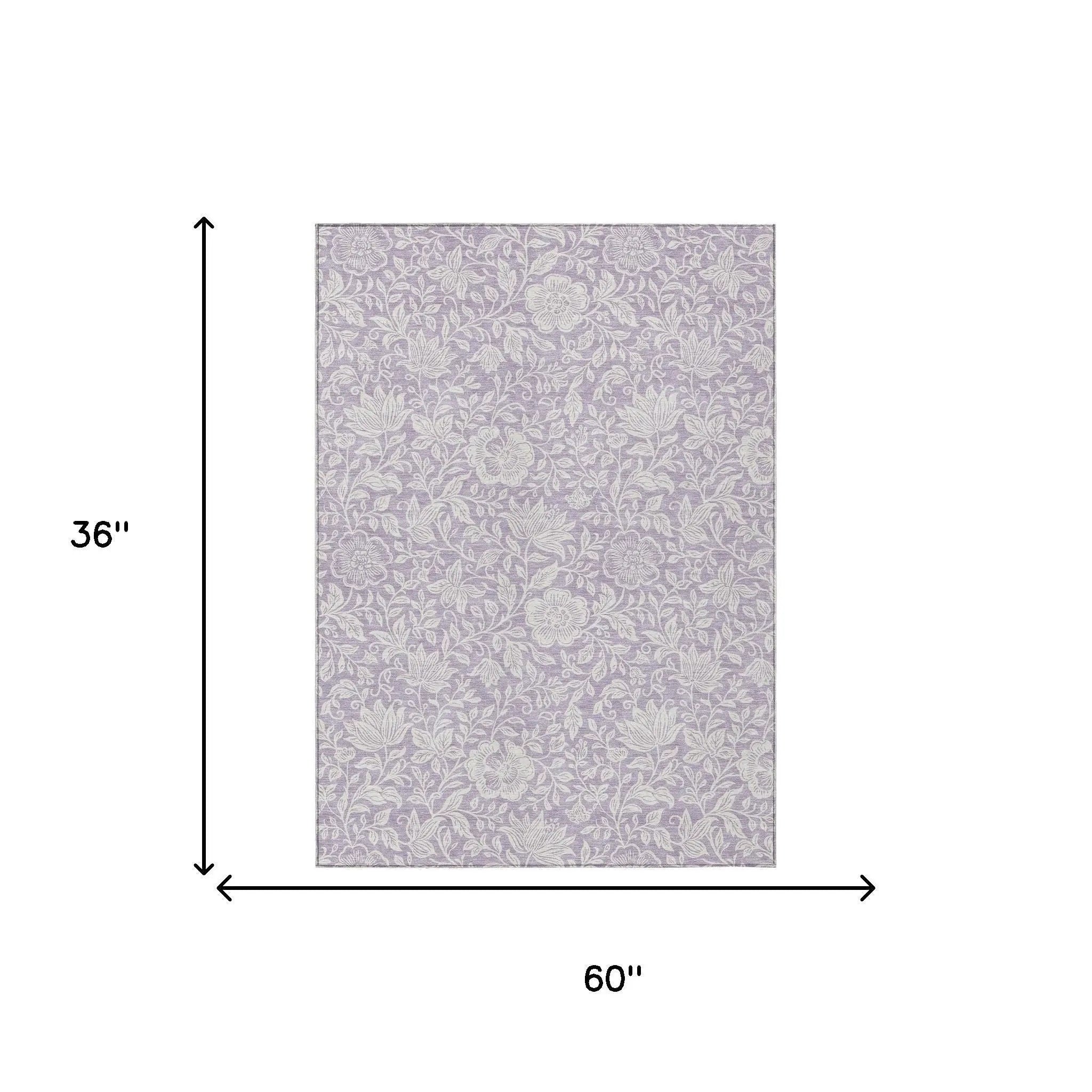 Purple floral-patterned wallpaper, 36" x 60", elegant design, durable material for stylish home decor.