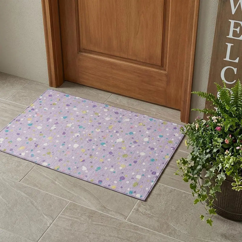 3' X 5' Lavender And Ivory Geometric Washable Indoor Outdoor Area Rug Homeroots Outdoor