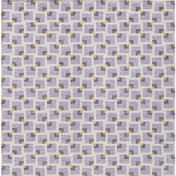 3' X 5' Lavender And Ivory Geometric Washable Indoor Outdoor Area Rug Homeroots Outdoor