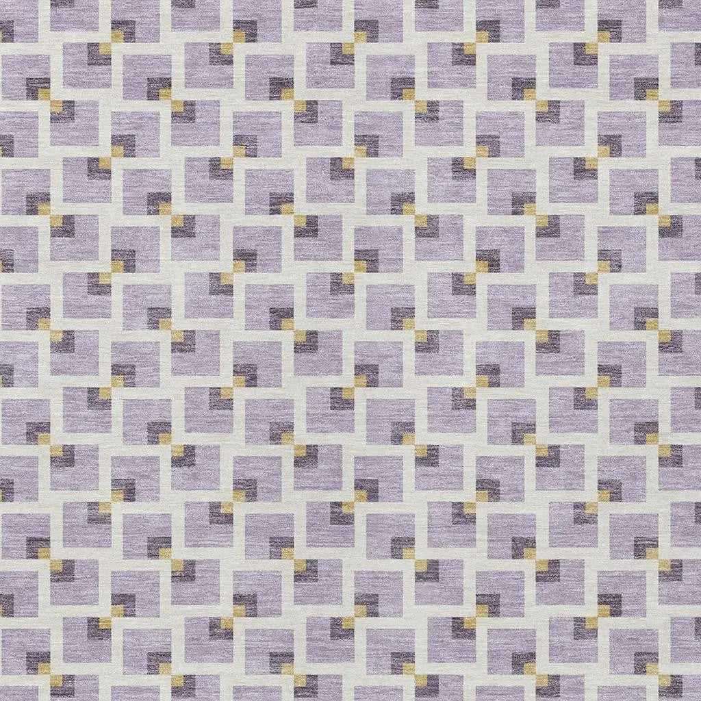 3' X 5' Lavender And Ivory Geometric Washable Indoor Outdoor Area Rug Homeroots Outdoor