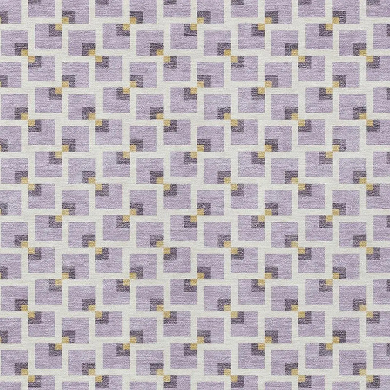 3' X 5' Lavender And Ivory Geometric Washable Indoor Outdoor Area Rug Homeroots Outdoor