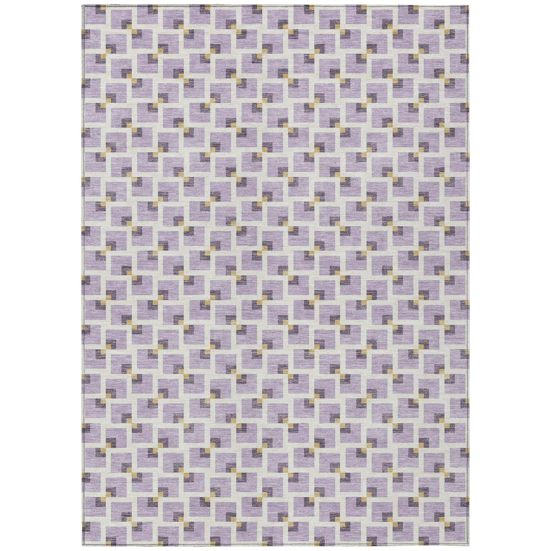3' X 5' Lavender And Ivory Geometric Washable Indoor Outdoor Area Rug Homeroots Outdoor