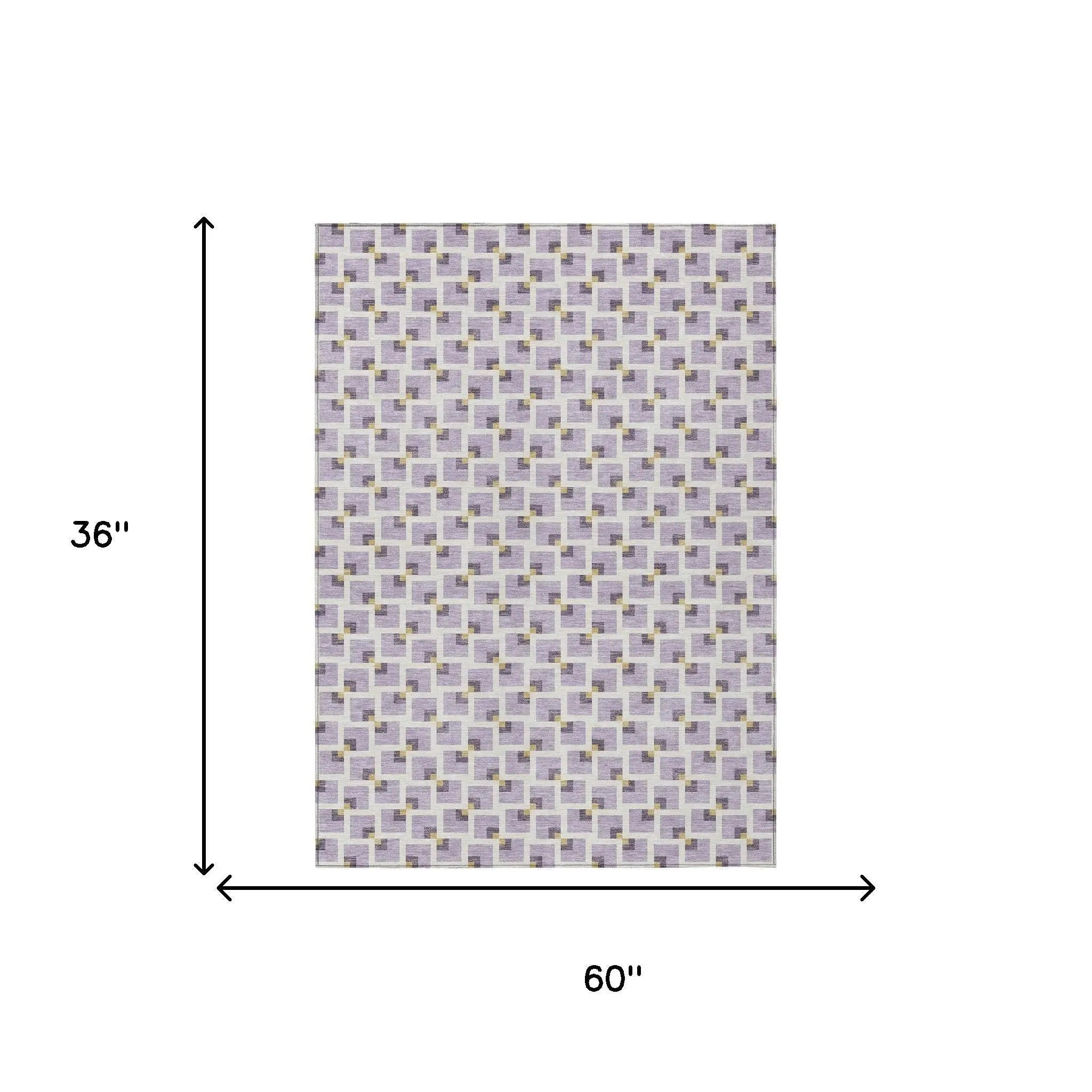 3' X 5' Lavender And Ivory Geometric Washable Indoor Outdoor Area Rug Homeroots Outdoor
