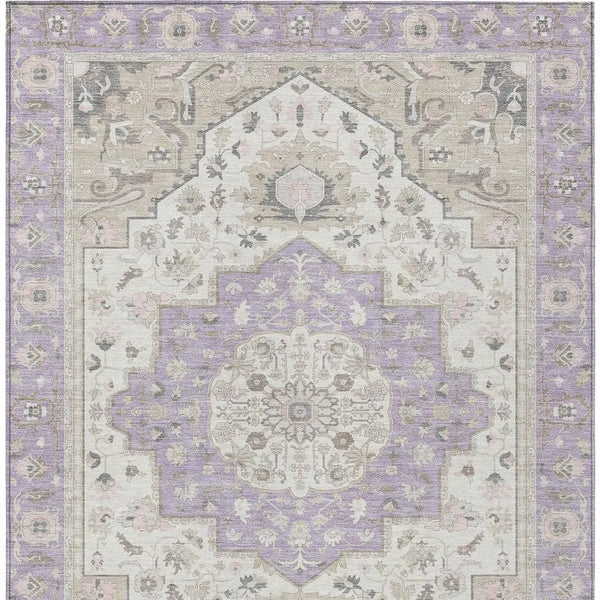 3' X 5' Lavender And Orange Oriental Washable Indoor Outdoor Area Rug Homeroots Outdoor