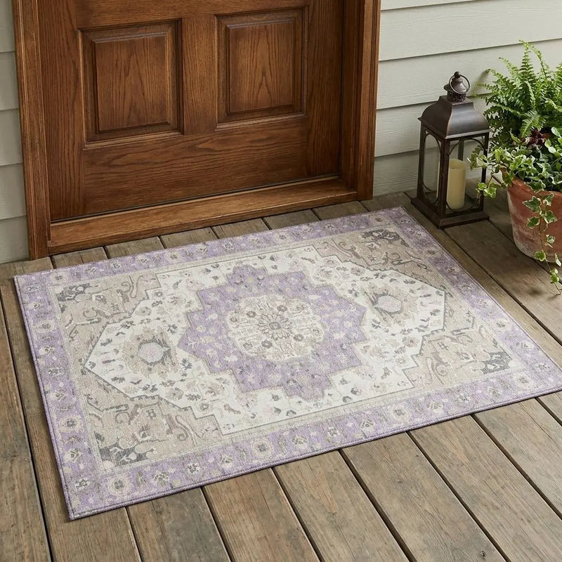 3' X 5' Lavender And Orange Oriental Washable Indoor Outdoor Area Rug Homeroots Outdoor