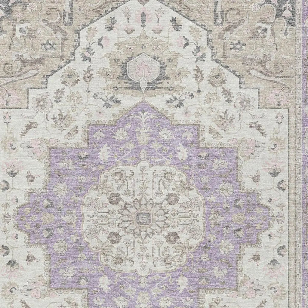 3' X 5' Lavender And Orange Oriental Washable Indoor Outdoor Area Rug Homeroots Outdoor