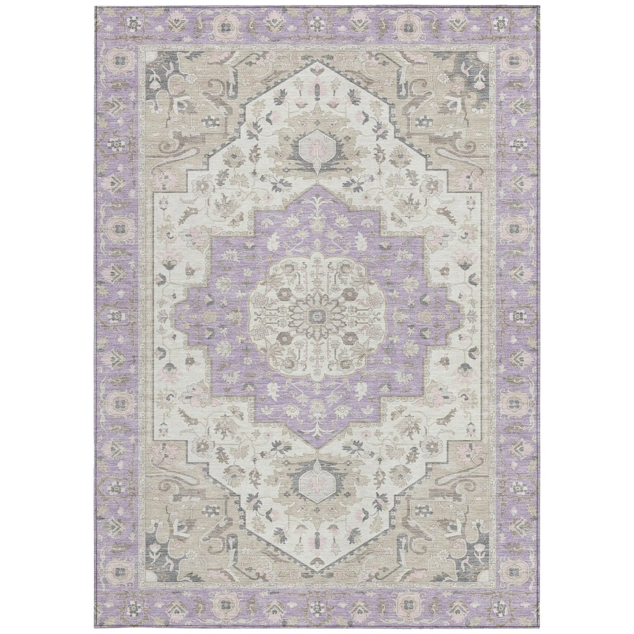 3' X 5' Lavender And Orange Oriental Washable Indoor Outdoor Area Rug Homeroots Outdoor