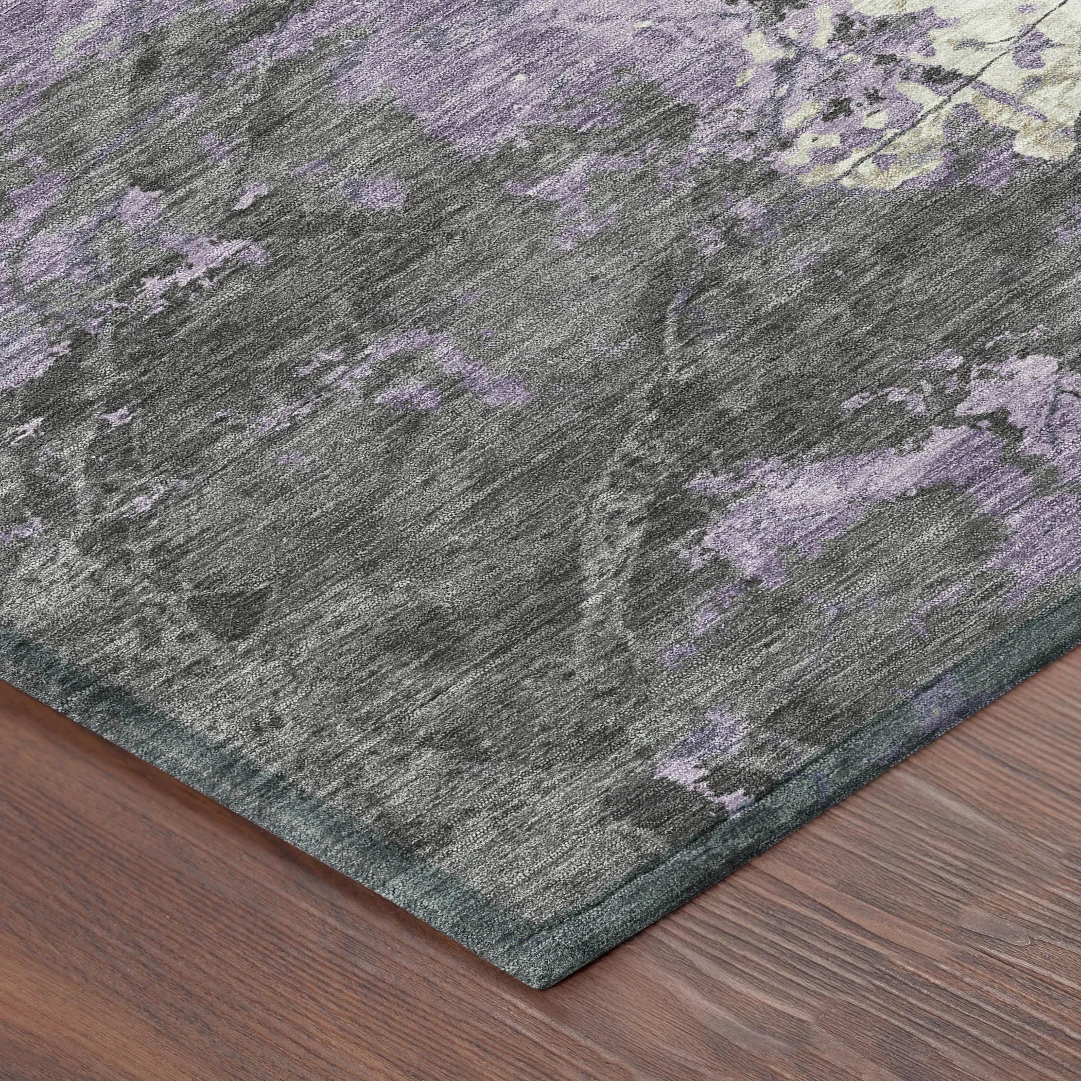 3' X 5' Lavender And Plum Abstract Washable Indoor Outdoor Area Rug Homeroots Outdoor