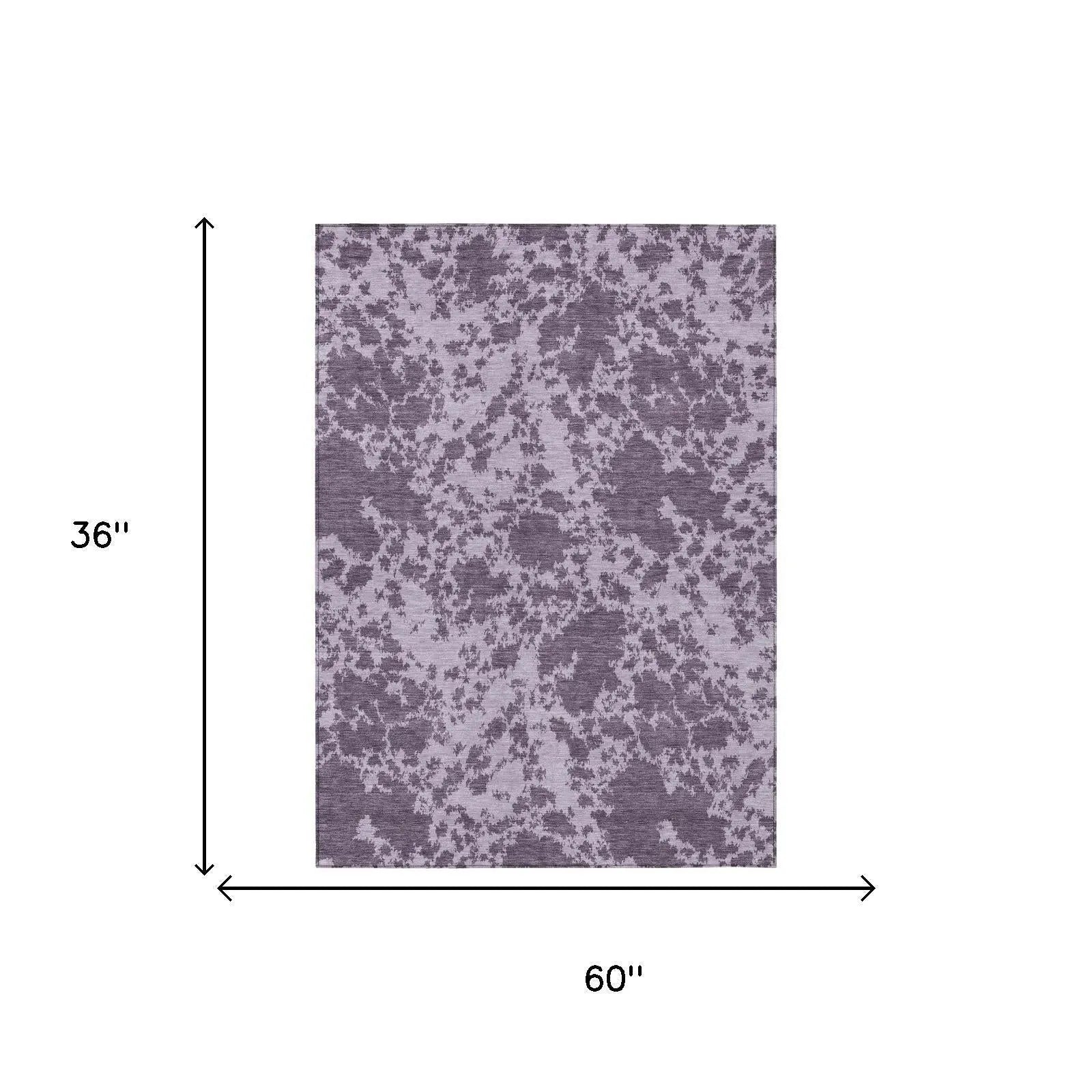 3' X 5' Lavender And Purple Abstract Washable Indoor Outdoor Area Rug Homeroots Outdoor