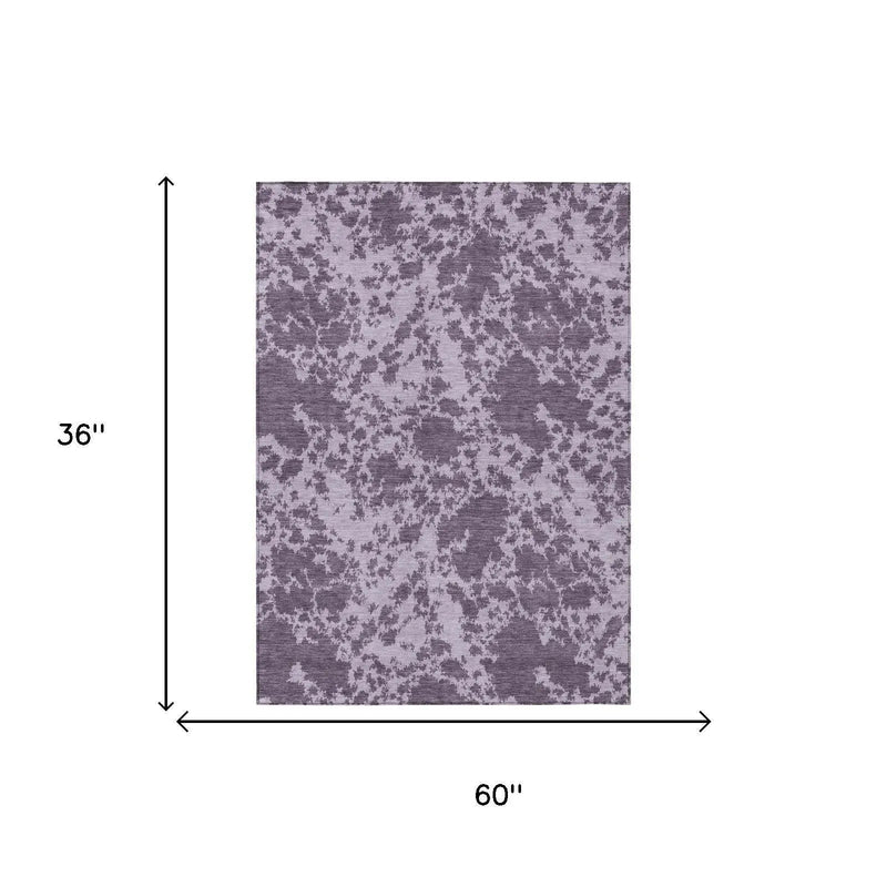 3' X 5' Lavender And Purple Abstract Washable Indoor Outdoor Area Rug Homeroots Outdoor