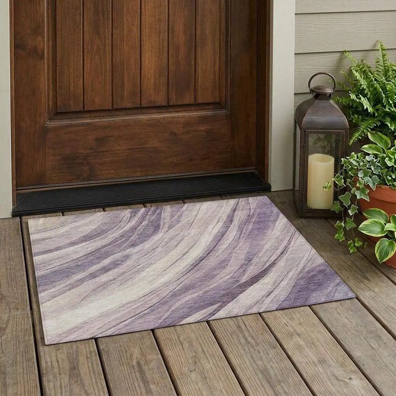 3' X 5' Lavender And Purple Abstract Washable Indoor Outdoor Area Rug Homeroots Outdoor