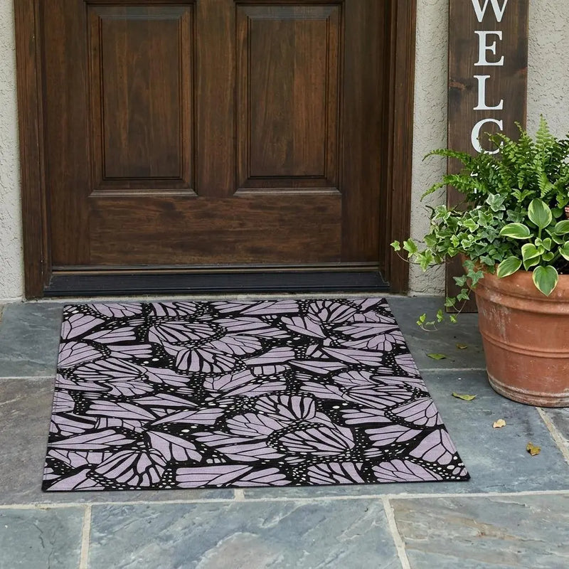 3' X 5' Lavender And Purple Animal Print Washable Indoor Outdoor Area Rug Homeroots Outdoor