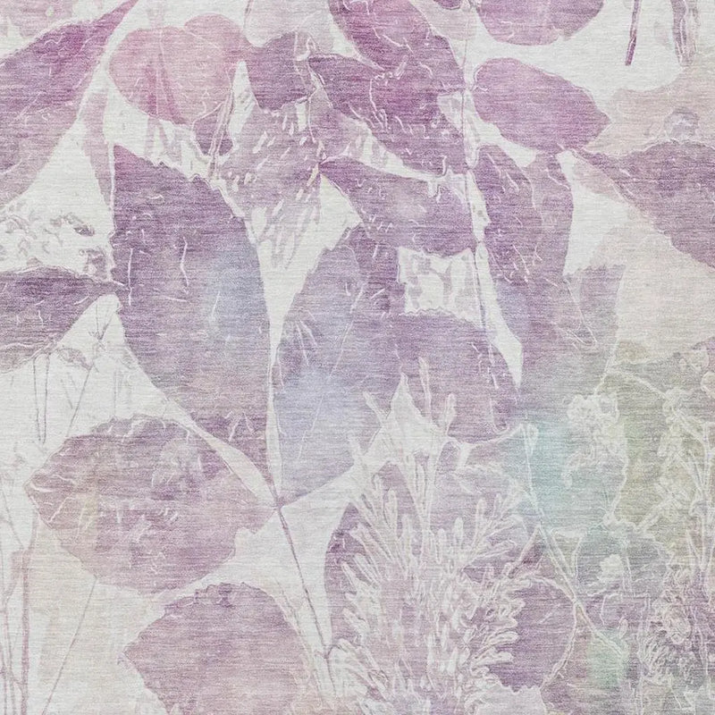 3' X 5' Lavender And Purple Botanical Leaves Washable Indoor Outdoor Area Rug Homeroots Outdoor