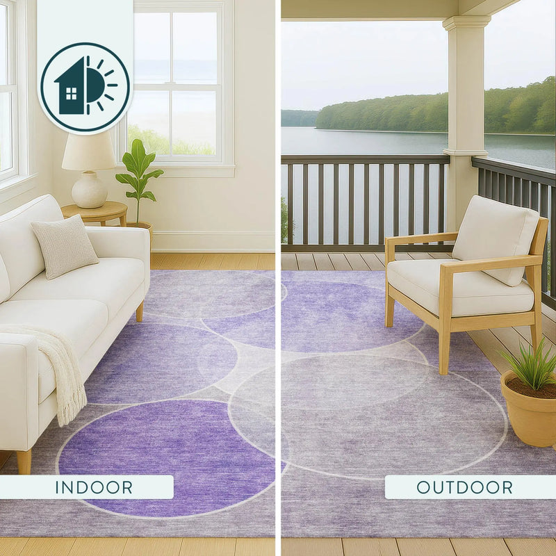 3' X 5' Lavender And Purple Geometric Washable Indoor Outdoor Area Rug Homeroots Outdoor