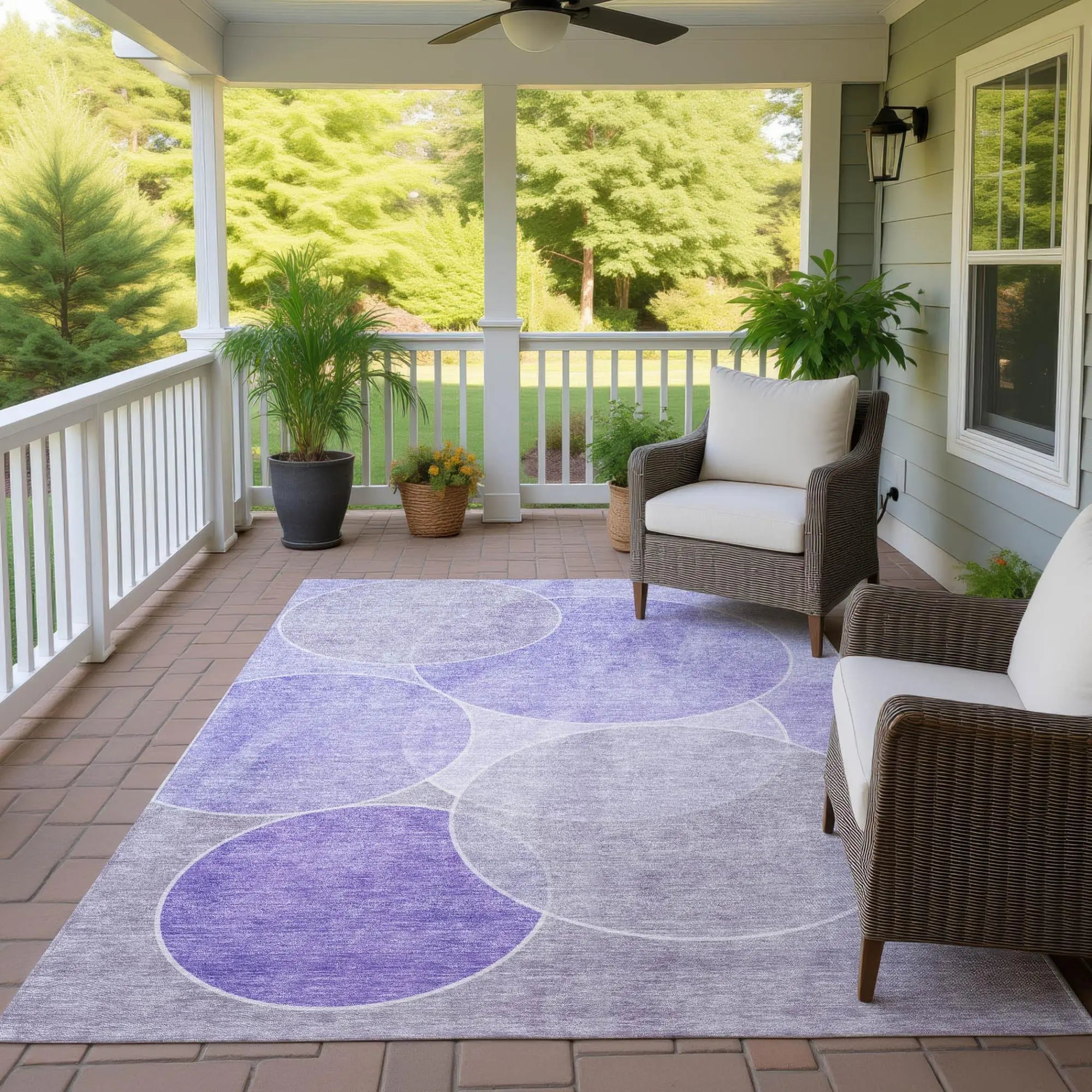 3' X 5' Lavender And Purple Geometric Washable Indoor Outdoor Area Rug Homeroots Outdoor
