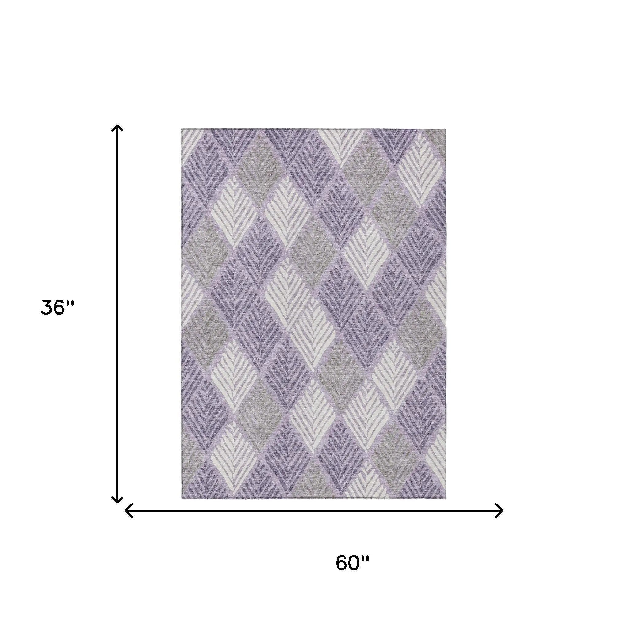 3' X 5' Lavender And Purple Geometric Washable Indoor Outdoor Area Rug Homeroots Outdoor